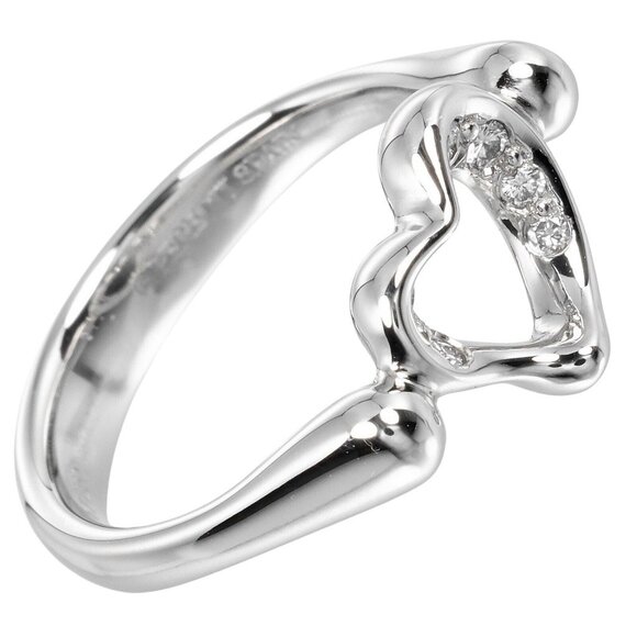 TIFFANY&Co. Open heart Ring Pt950Platinum/diamond #4(US Size) 5.58g Women